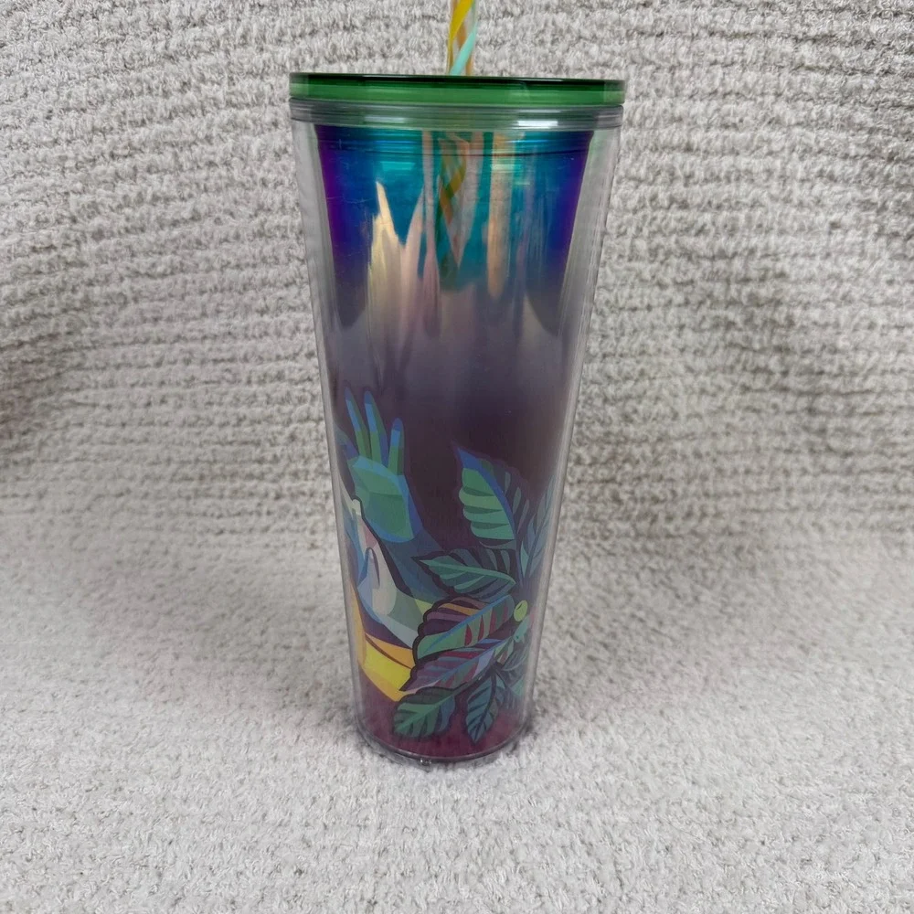 Starbucks 24 oz Iridescent Green Botanical Tumbler Green‎ Stylized Hands